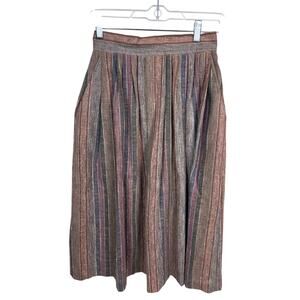 Vintage 70s Claude Earthy Woven Boho Striped Skirt Size 5 / 6